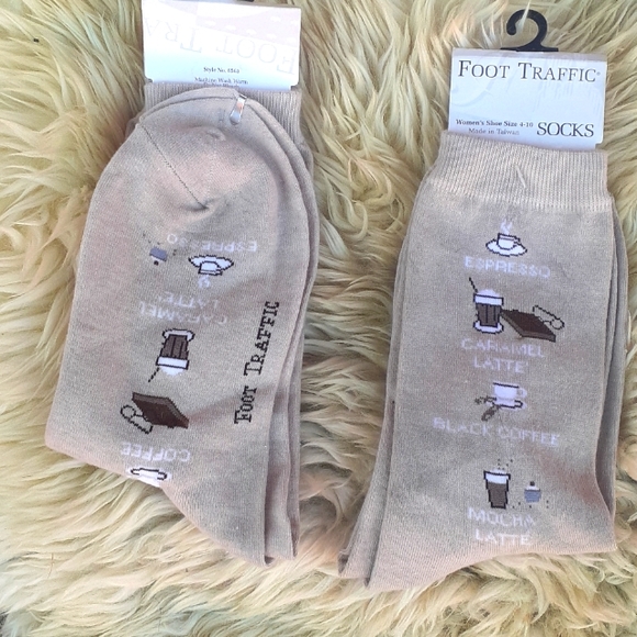 foot traffic Accessories - His / Hers FOOT TRAFFIC Novelty Sock Pair Latte /Coffee unisex coffee Lover Gift